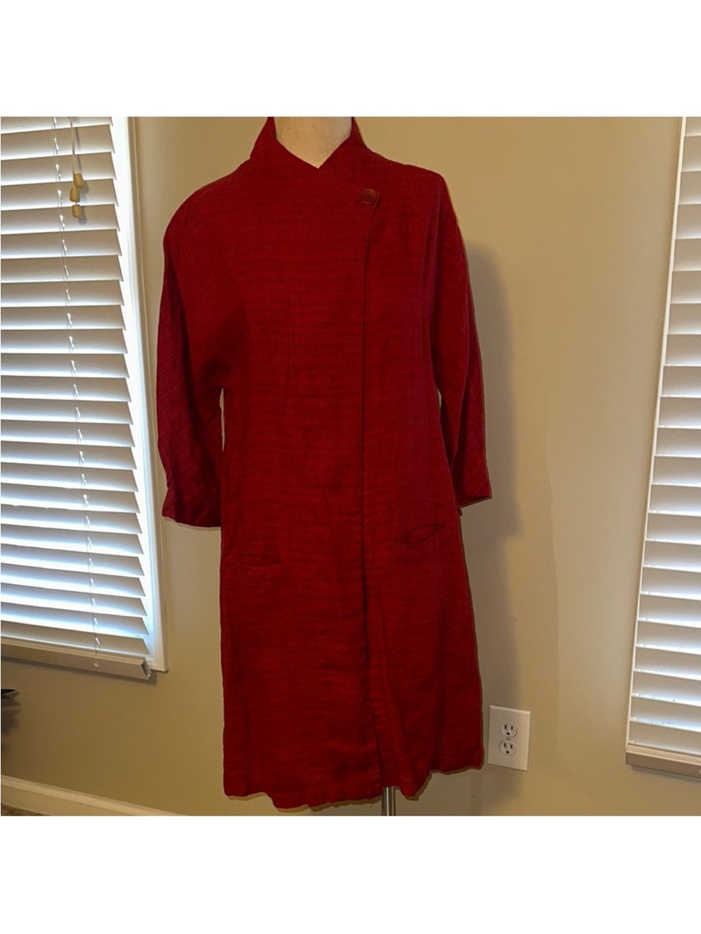 Flax Red Long Cardigan Coat